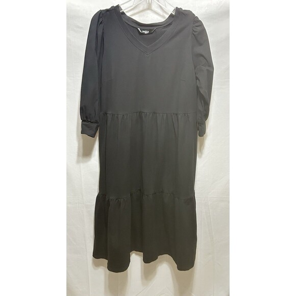 eShakti‎ Womens L Cotton jersey ruched tier dress Casualwear, Work Casual - Picture 1 of 9